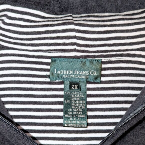 LAUREN Ralph Lauren | Black Terry Cloth Full Zip Hoodie Athleisure | Size 2X - Picture 8 of 12